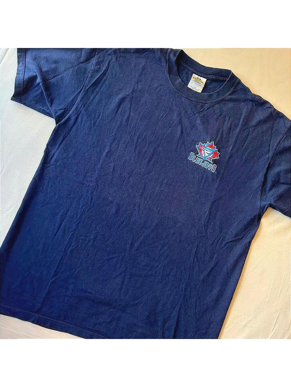 Vintage 90s Toronto Blue Jays Embroidered T-Shirt Navy XL MLB